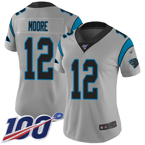 Carolina Panthers Limited Silver Women DJ Moore Jersey NFL Football #12 100th Season Inverted Legend->women nfl jersey->Women Jersey